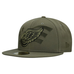 Detroit Red Wings - New Era Military Appreciation Flag 59FIFTY Fitted Hat Olive