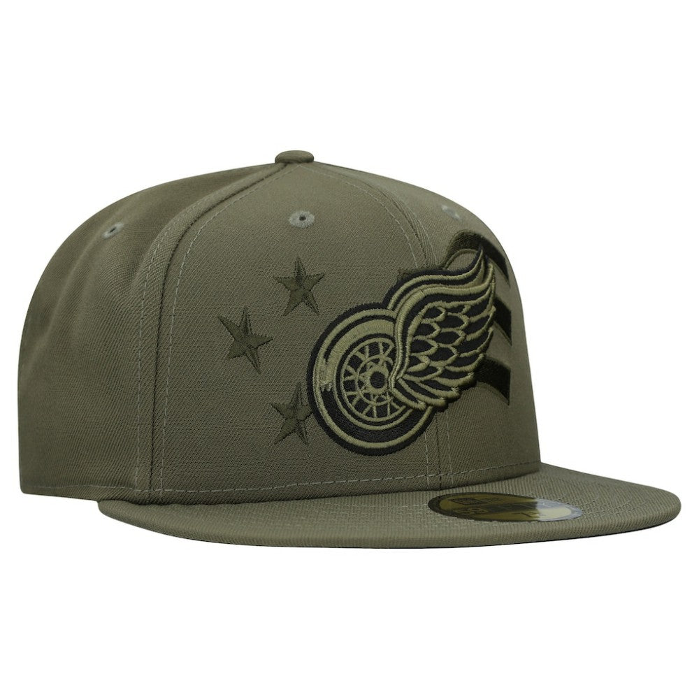 Detroit Red Wings - New Era Military Appreciation Flag 59FIFTY Fitted Hat Olive