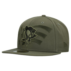 Pittsburgh Penguins New Era Military Appreciation Flag 59FIFTY Fitted Hat Olive