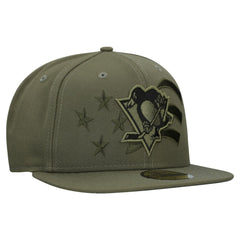 Pittsburgh Penguins New Era Military Appreciation Flag 59FIFTY Fitted Hat Olive