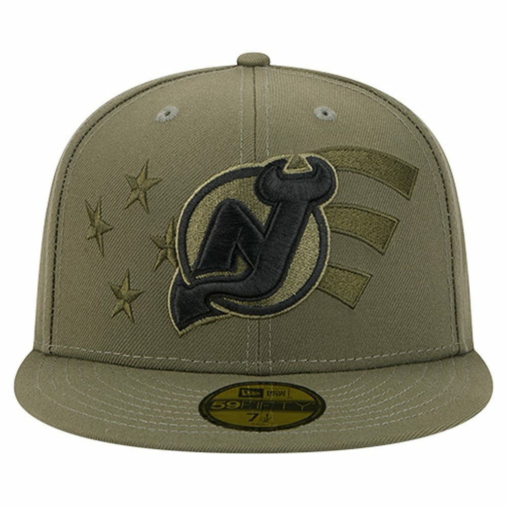 New Jersey Devils - New Era Military Appreciation Flag 59FIFTY Fitted Hat Olive