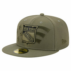 New York Rangers New Era Military Appreciation Flag 59FIFTY Fitted Hat Olive