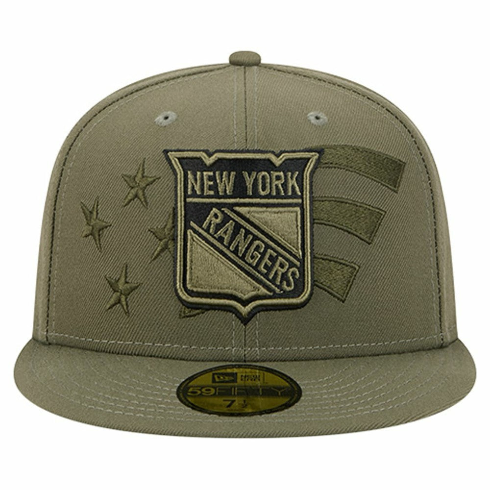 New York Rangers New Era Military Appreciation Flag 59FIFTY Fitted Hat Olive
