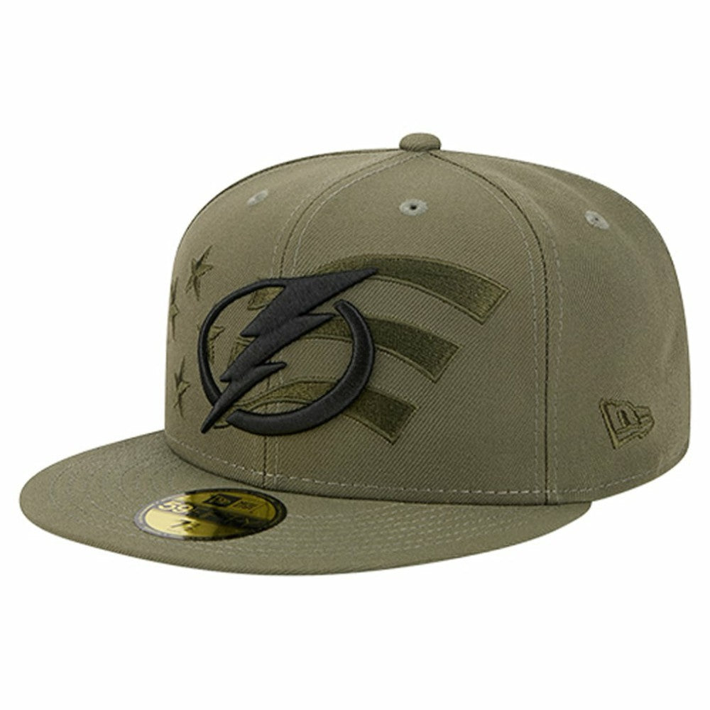Tampa Bay Lightning - New Era Military Appreciation Flag 59FIFTY Fitted Hat Olive