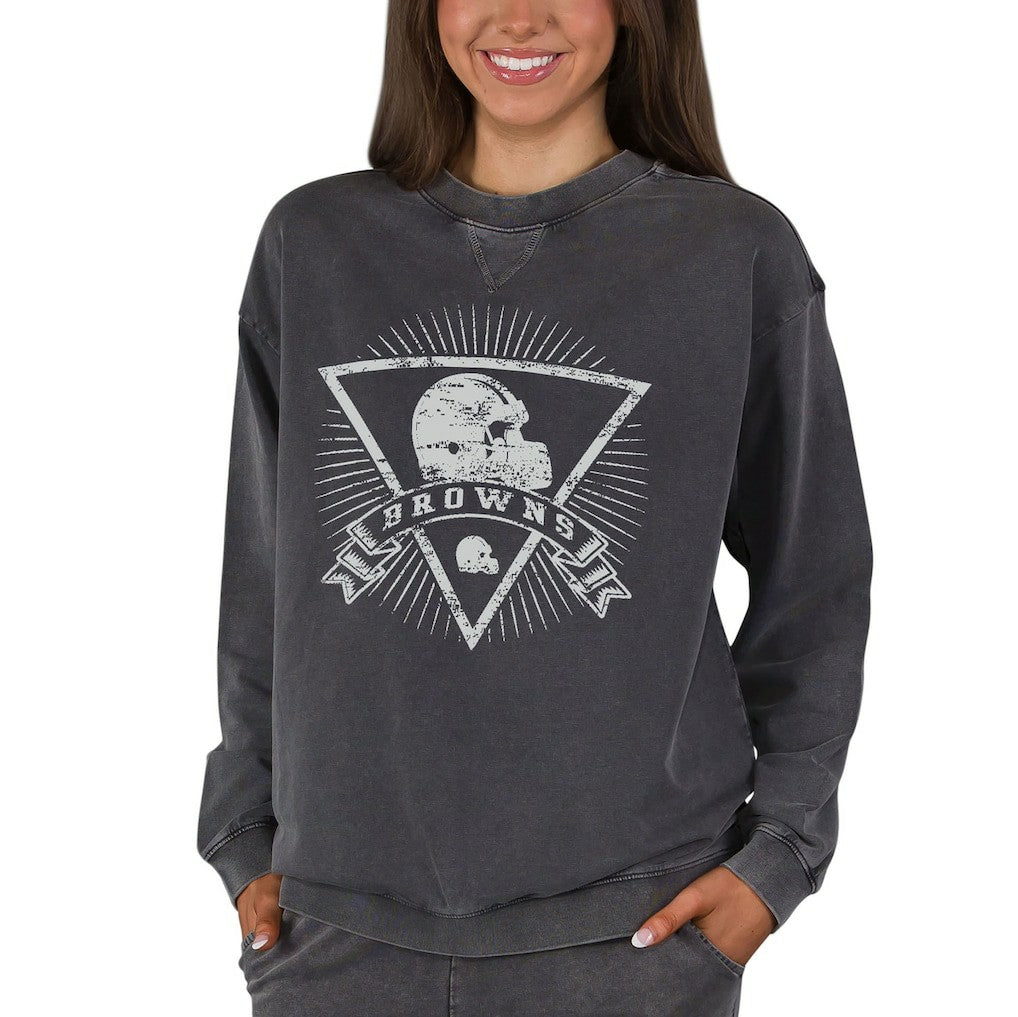 Cleveland Browns Concepts Sport Women's Boxy Mist French Terry Long Sleeve Top Charcoal - NFL
