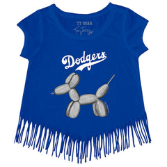 Los Angeles Dodgers Tiny Turnip Girls Youth Balloon Dog Fringe T-Shirt discount
