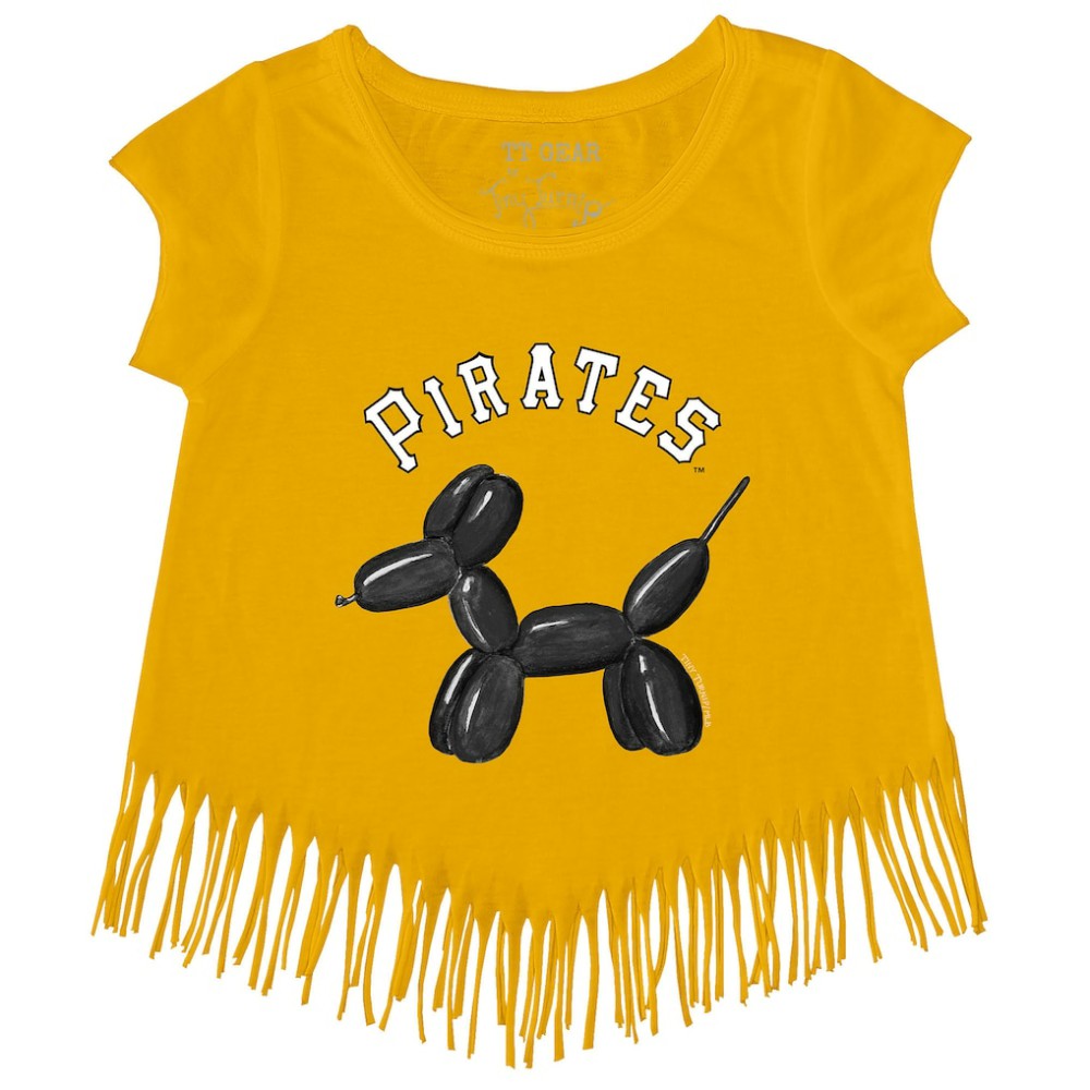 Pittsburgh Pirates Tiny Turnip Girls Youth Balloon Dog Fringe T-Shirt Sale