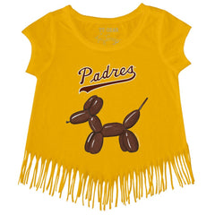 San Diego Padres Tiny Turnip Girls Youth Balloon Dog Fringe T-Shirt Clearance
