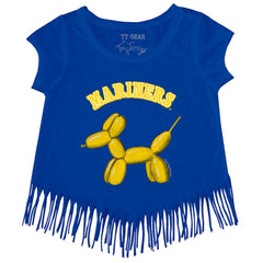 Seattle Mariners Tiny Turnip Girls Youth Balloon Dog Fringe T-Shirt On Sale
