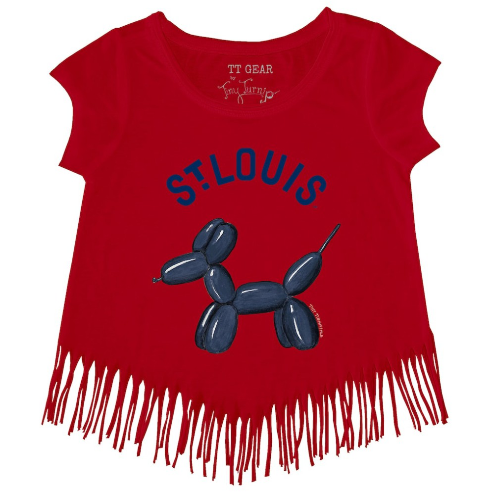 St. Louis Cardinals Tiny Turnip Girls Youth Balloon Dog Fringe T-Shirt On Sale
