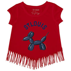 St. Louis Cardinals Tiny Turnip Girls Youth Balloon Dog Fringe T-Shirt On Sale