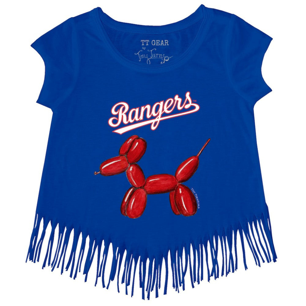 Texas Rangers Tiny Turnip Girls Youth Balloon Dog Fringe T-Shirt On Sale