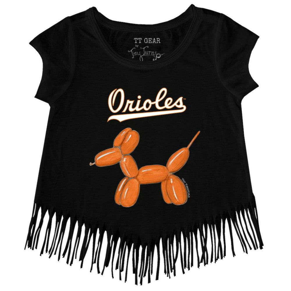 Baltimore Orioles Tiny Turnip Girls Youth Balloon Dog Fringe T-Shirt for sale