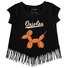 Baltimore Orioles Tiny Turnip Girls Youth Balloon Dog Fringe T-Shirt for sale
