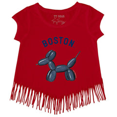 Boston Red Sox Tiny Turnip Girls Youth Balloon Dog Fringe T-Shirt for sale