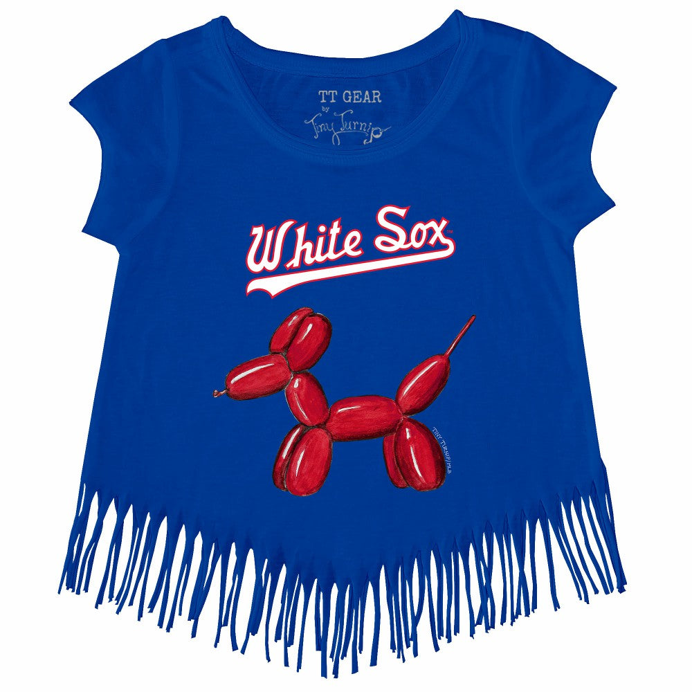 Chicago White Sox Tiny Turnip Girls Youth Balloon Dog Fringe T-Shirt Clearance