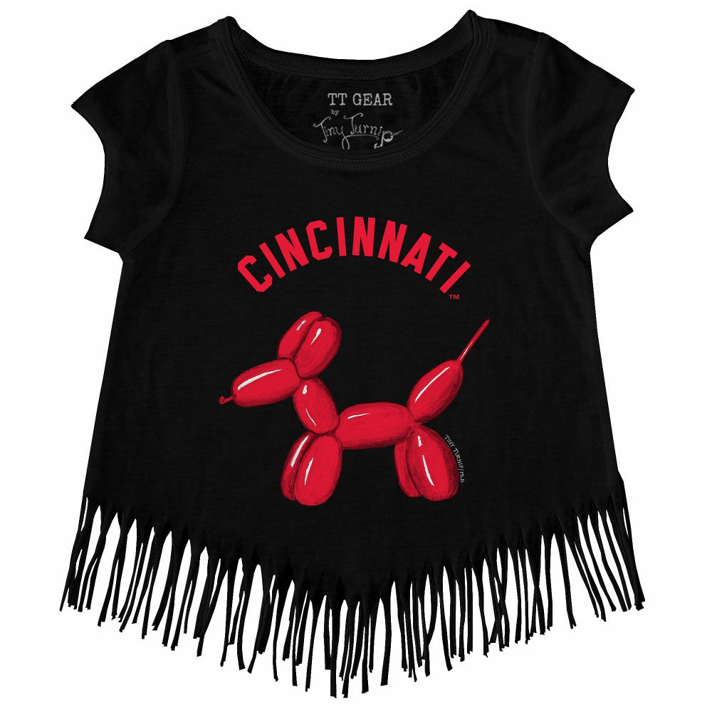 Cincinnati Reds Tiny Turnip Girls Youth Balloon Dog Fringe T-Shirt Online