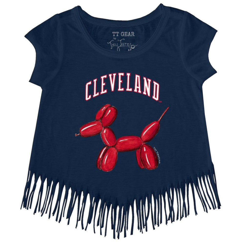Cleveland Guardians Tiny Turnip Girls Youth Balloon Dog Fringe T-Shirt discount