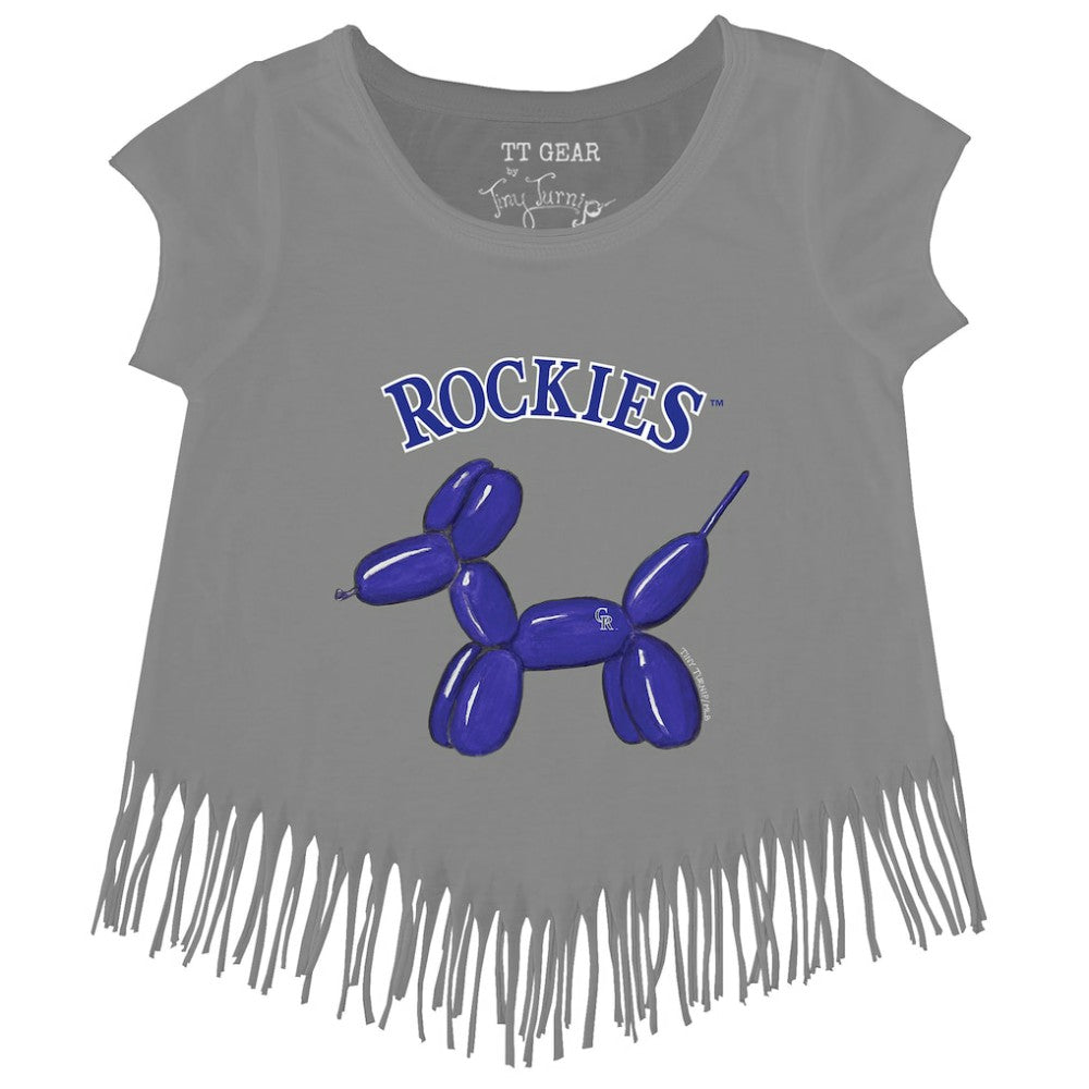 Colorado Rockies Tiny Turnip Girls Youth Balloon Dog Fringe T-Shirt Clearance