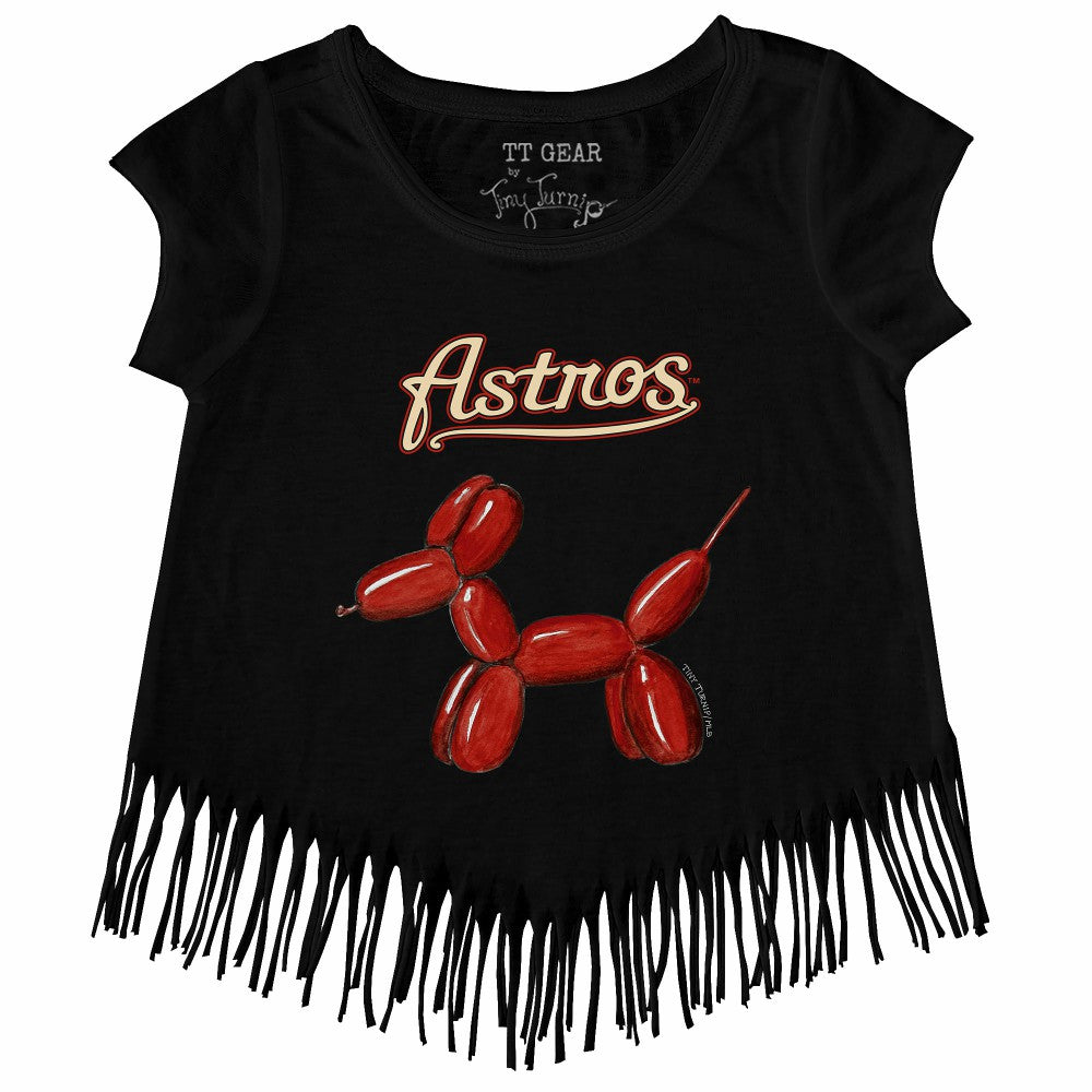 Houston Astros Tiny Turnip Girls Youth Balloon Dog Fringe T-Shirt Lifestyle