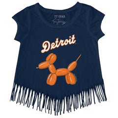 Detroit Tigers Tiny Turnip Girls Youth Balloon Dog Fringe T-Shirt On Sale