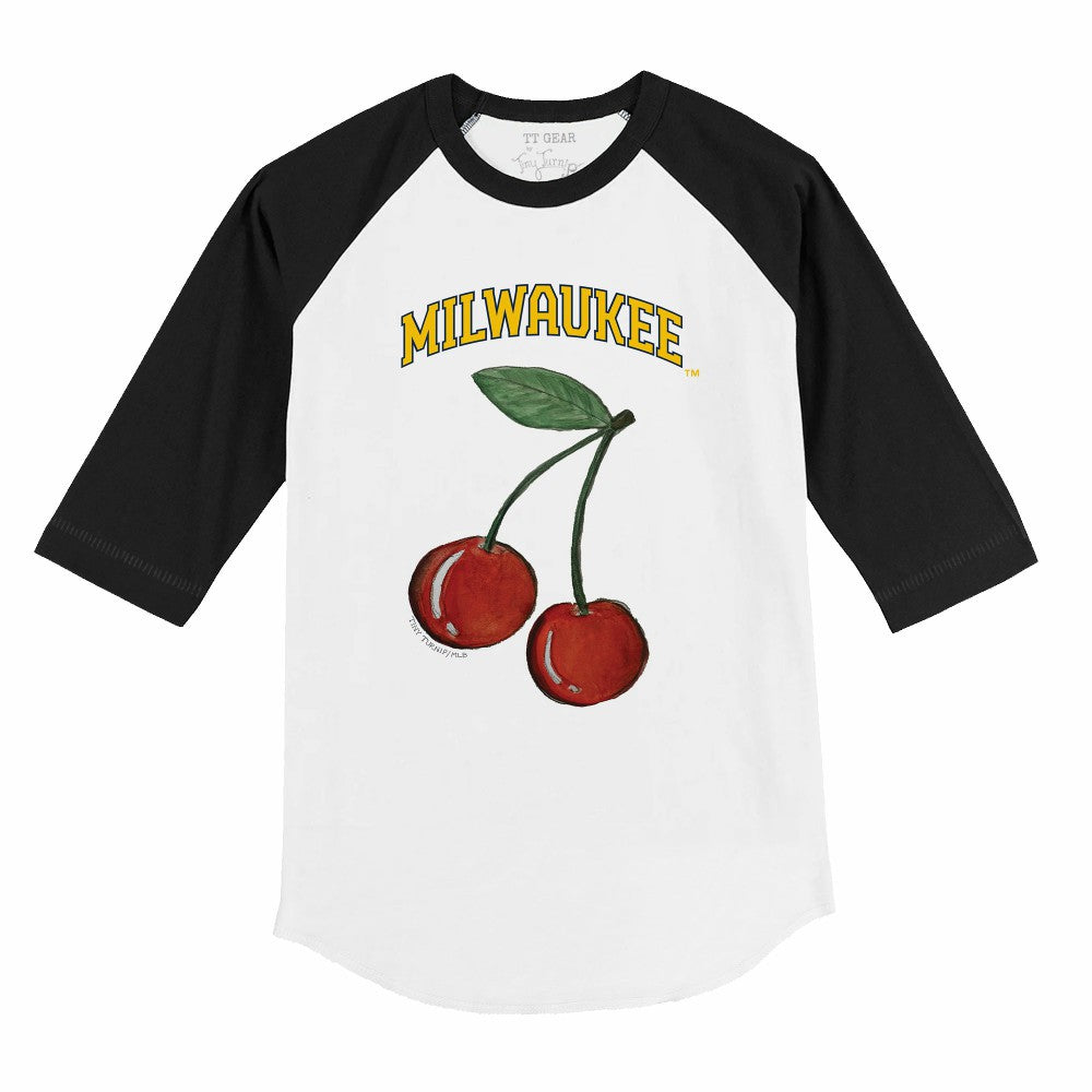 Milwaukee Brewers Tiny Turnip Youth Cherries 3/4-Sleeve Raglan Baseball T-Shirt On Sale