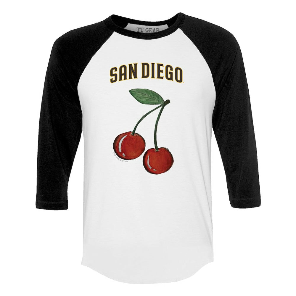 San Diego Padres Tiny Turnip Women's Cherries 3/4-Sleeve Raglan Baseball T-Shirt Online