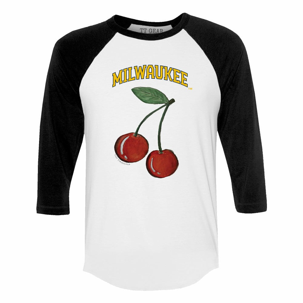 Milwaukee Brewers Tiny Turnip Women's Cherries 3/4-Sleeve Raglan Baseball T-Shirt for sale