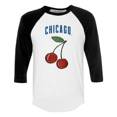 Chicago Cubs Tiny Turnip Women's Cherries 3/4-Sleeve Raglan Baseball T-Shirt Lifestyle
