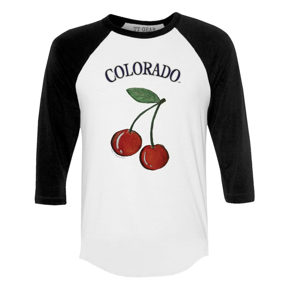Colorado Rockies Tiny Turnip Women's Cherries 3/4-Sleeve Raglan Baseball T-Shirt Near Me