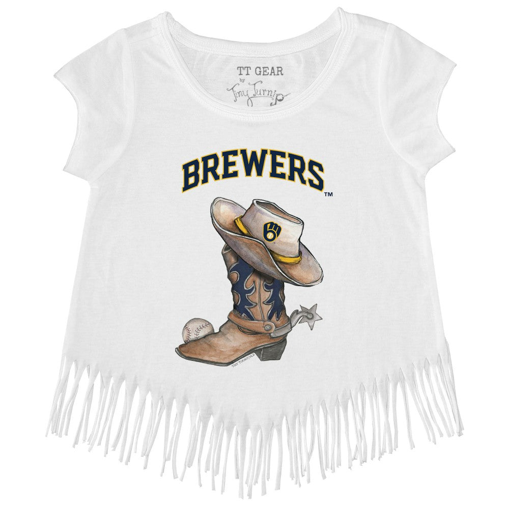 Milwaukee Brewers Tiny Turnip Girls Youth Cowboy Boot Fringe T-Shirt Sale