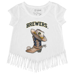 Milwaukee Brewers Tiny Turnip Girls Youth Cowboy Boot Fringe T-Shirt Sale
