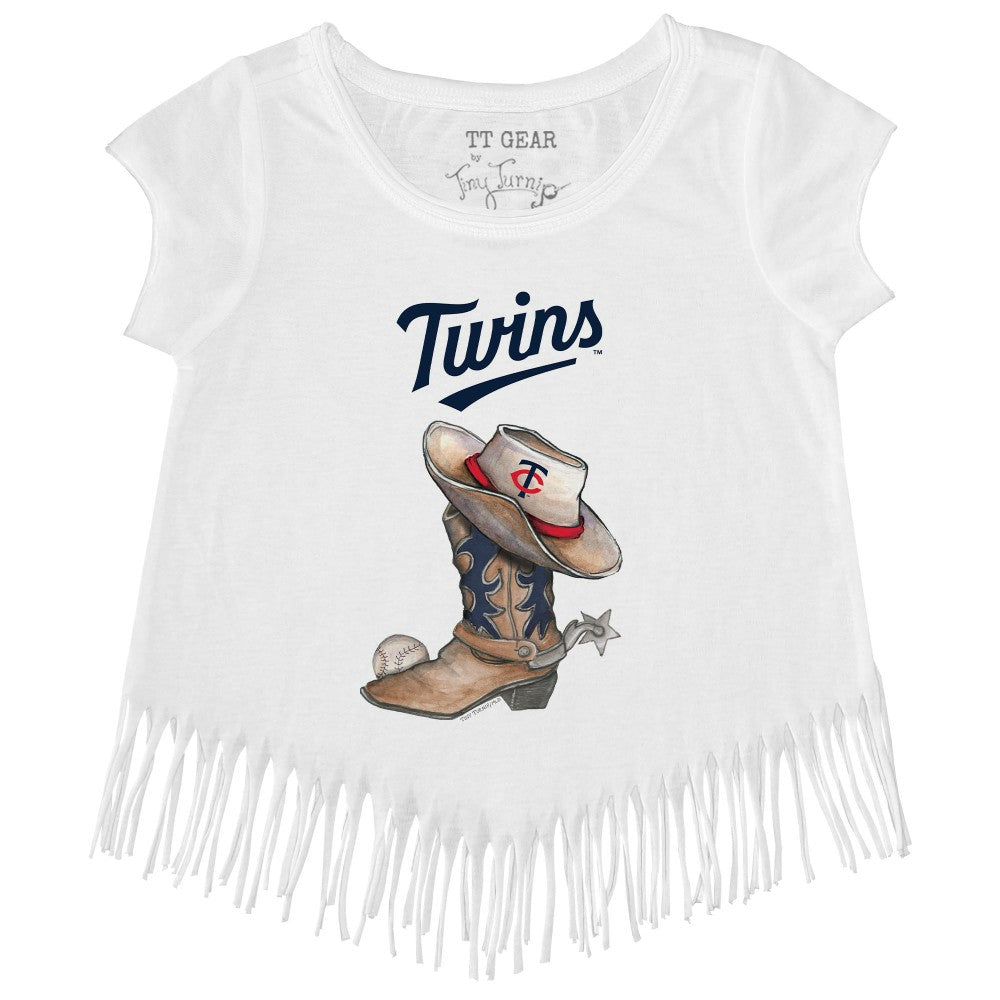 Minnesota Twins Tiny Turnip Girls Youth Cowboy Boot Fringe T-Shirt Online