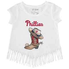 Philadelphia Phillies Tiny Turnip Girls Youth Cowboy Boot Fringe T-Shirt Clearance