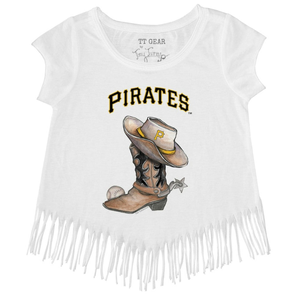 Pittsburgh Pirates Tiny Turnip Girls Youth Cowboy Boot Fringe T-Shirt Lifestyle