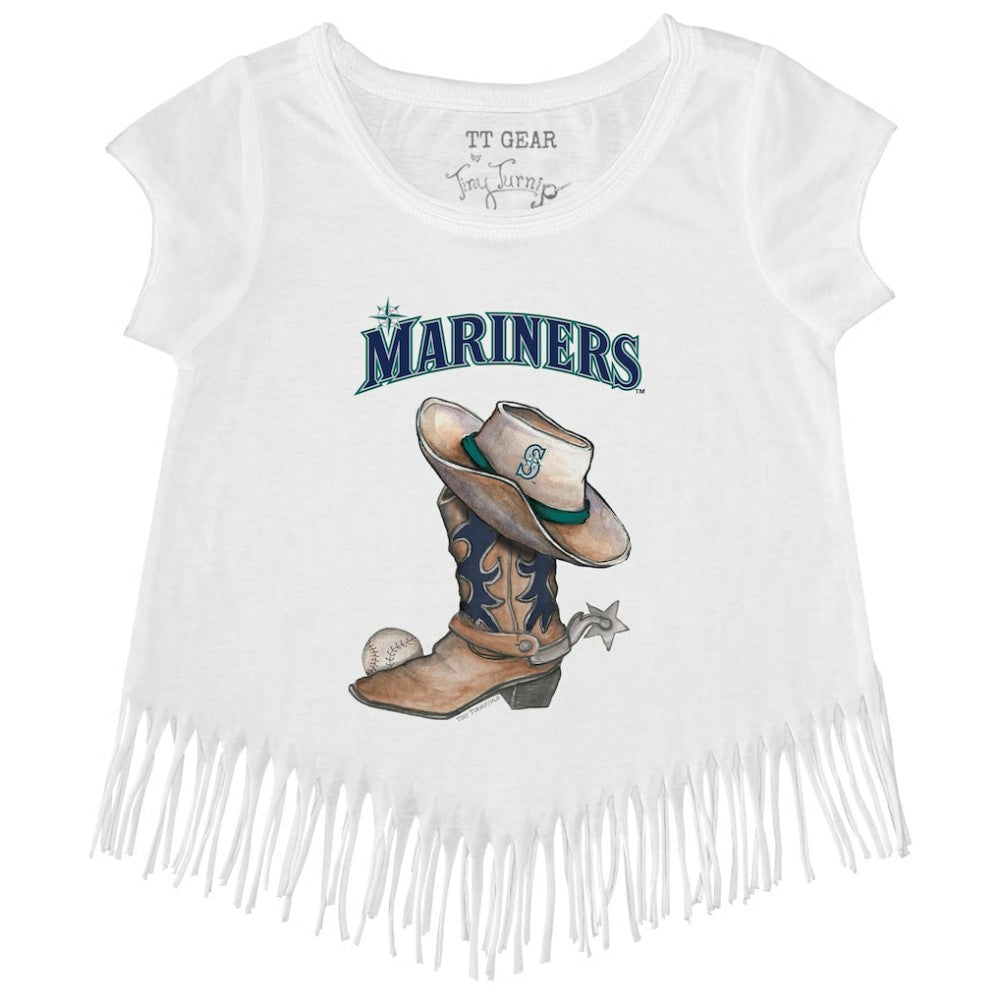 Seattle Mariners Tiny Turnip Girls Youth Cowboy Boot Fringe T-Shirt On Sale