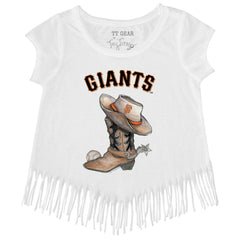 San Francisco Giants Tiny Turnip Girls Youth Cowboy Boot Fringe T-Shirt Online