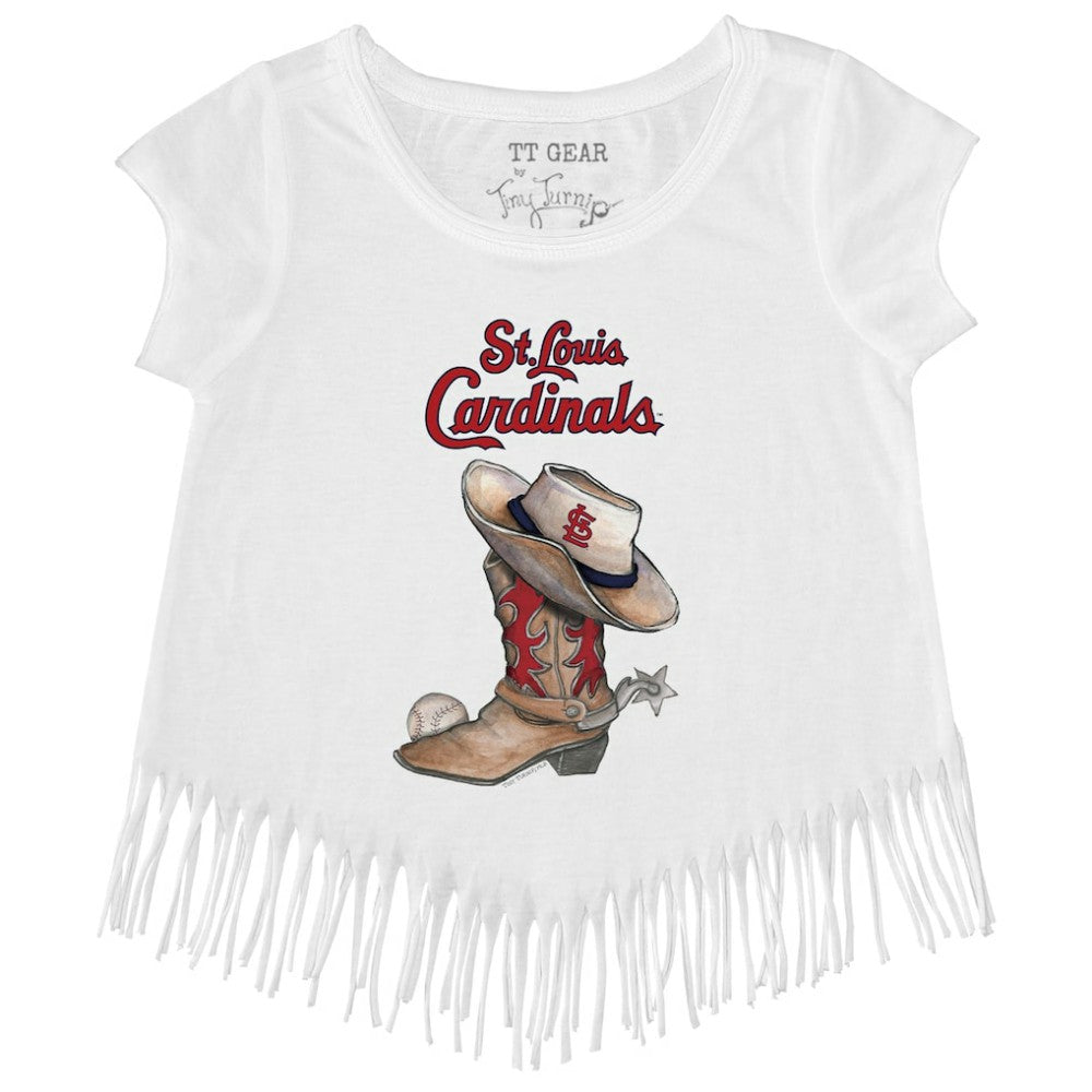 St. Louis Cardinals Tiny Turnip Girls Youth Cowboy Boot Fringe T-Shirt Lifestyle