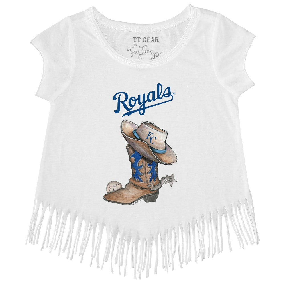 Kansas City Royals Tiny Turnip Girls Youth Cowboy Boot Fringe T-Shirt On Sale