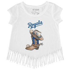 Kansas City Royals Tiny Turnip Girls Youth Cowboy Boot Fringe T-Shirt On Sale