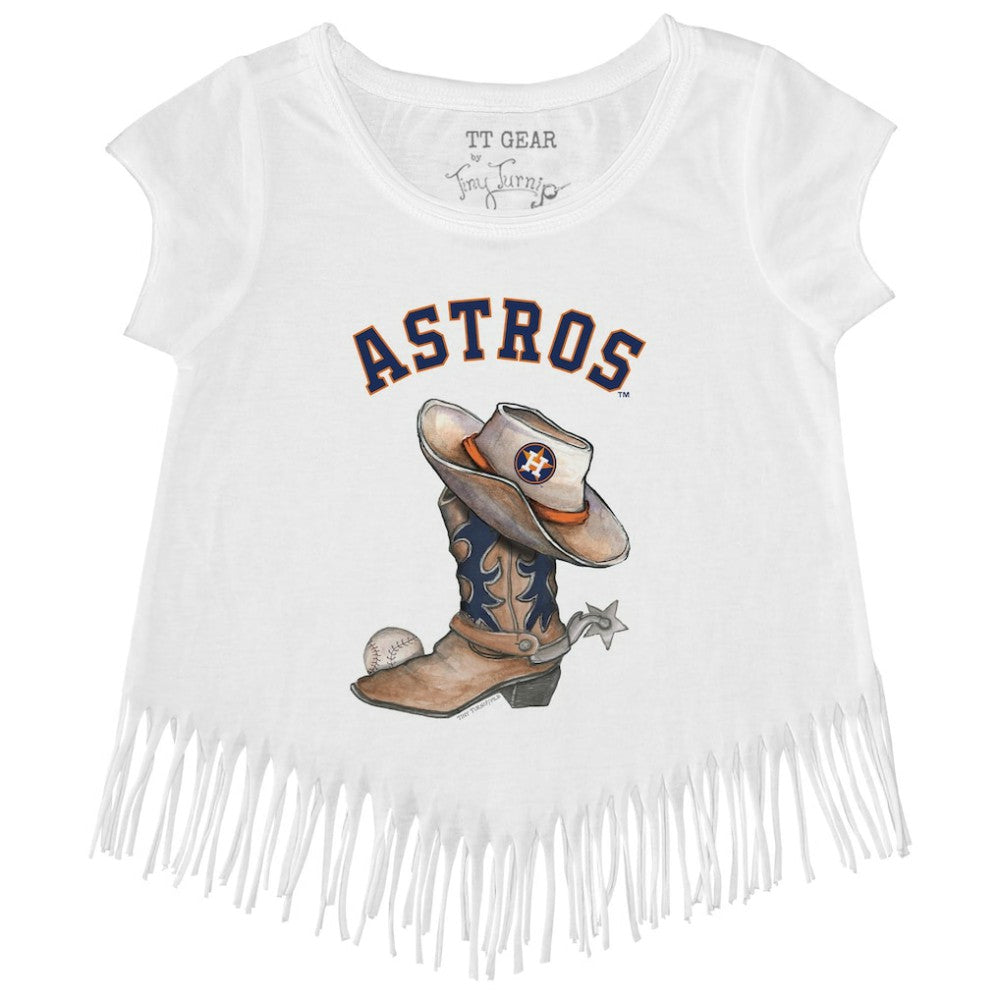 Houston Astros Tiny Turnip Girls Youth Cowboy Boot Fringe T-Shirt Near Me