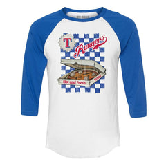 Texas Rangers Tiny Turnip Women's Pizza 3/4-Sleeve Raglan Baseball T-Shirt Sale