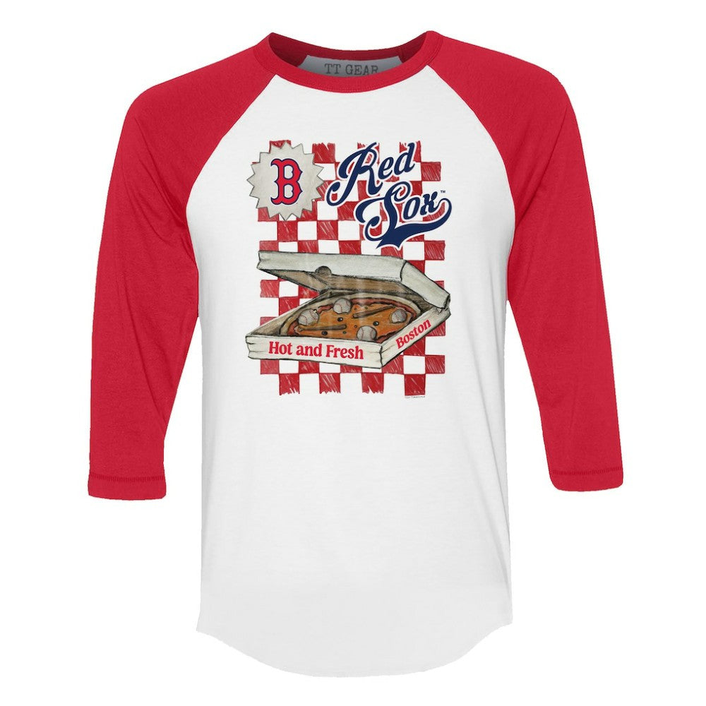 Boston Red Sox Tiny Turnip Women's Pizza 3/4-Sleeve Raglan Baseball T-Shirt Sale