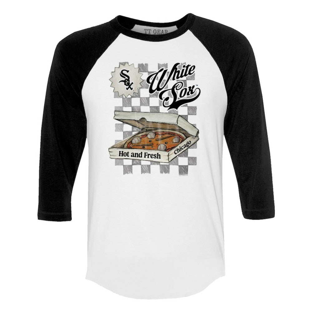 Chicago White Sox Tiny Turnip Women's Pizza 3/4-Sleeve Raglan Baseball T-Shirt On Sale