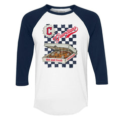 Cleveland Guardians Tiny Turnip Women's Pizza 3/4-Sleeve Raglan Baseball T-Shirt discount