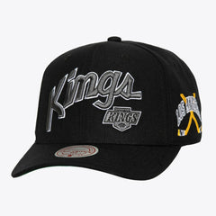 Los Angeles Kings - Mitchell & Ness x Just Don Wave Script Pro Strapback Hat Black