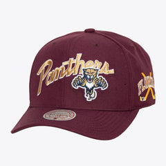 Florida Panthers - Mitchell & Ness x Just Don Wave Script Pro Strapback Hat Maroon