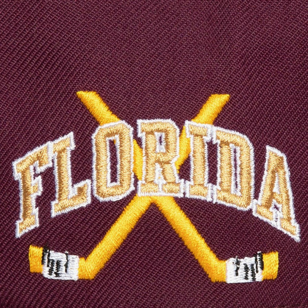 Florida Panthers - Mitchell & Ness x Just Don Wave Script Pro Strapback Hat Maroon