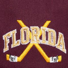 Florida Panthers - Mitchell & Ness x Just Don Wave Script Pro Strapback Hat Maroon