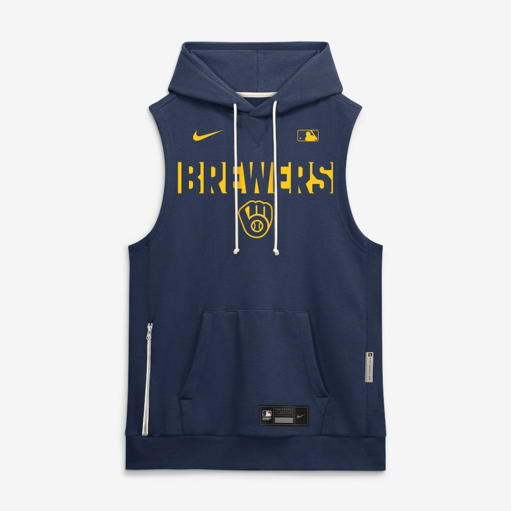 Milwaukee Brewers Nike Authentic Collection Standard Issue Dri-FIT Sleeveless Hoodie Clearance